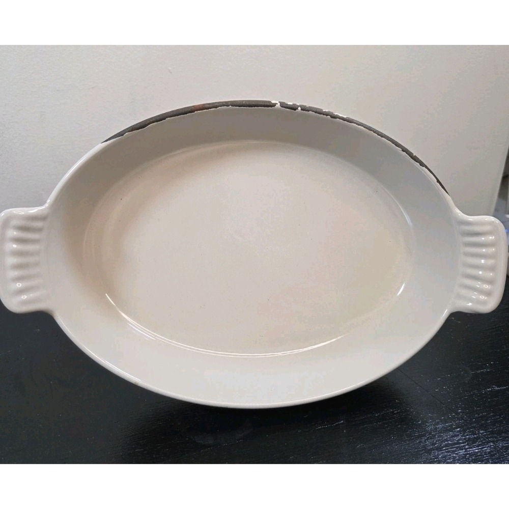 Vintage Descoware FE 22 Belgium Orange Enamel Casserole Dish